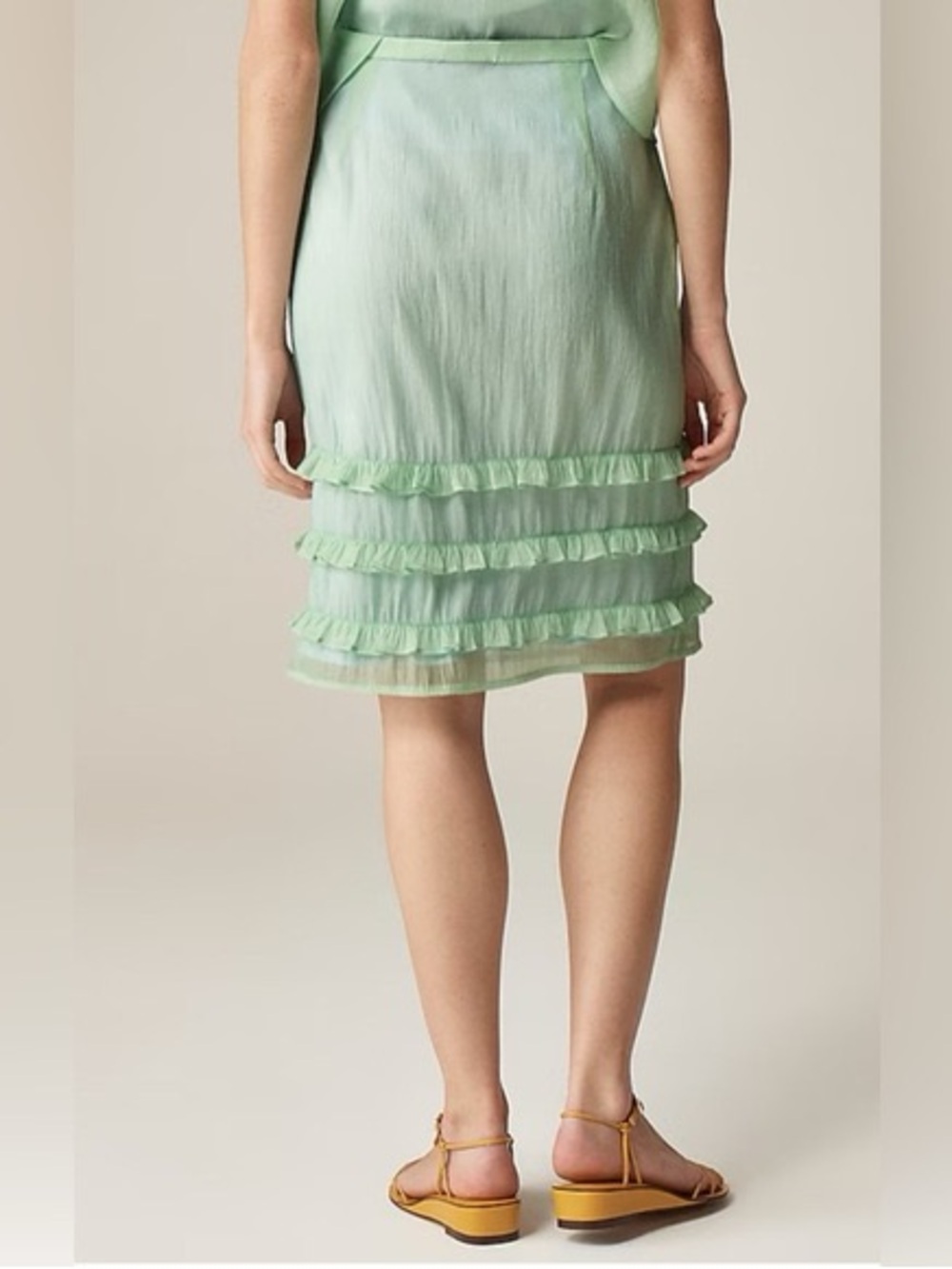 J.Crew Crinkled Ruffle Trim Slip Skirt- size 12